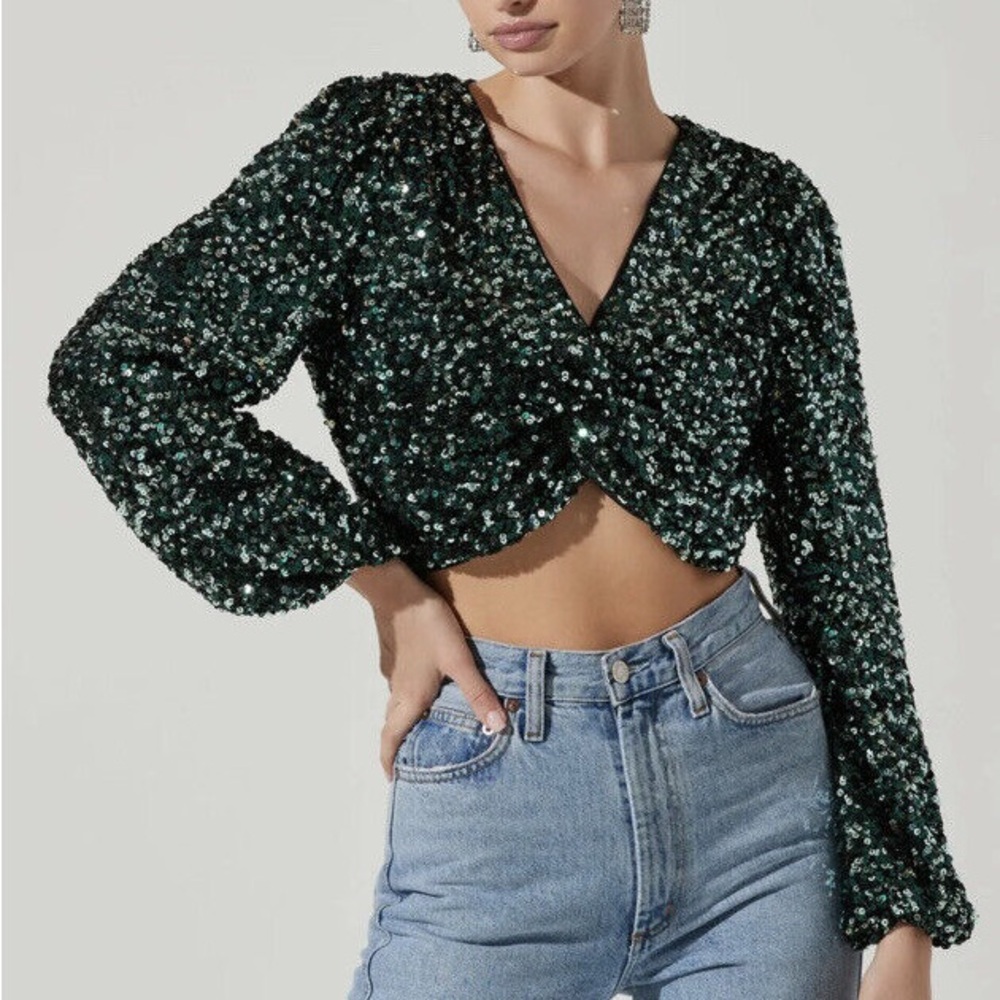ASTR The Label Nix Sequins Wrap Top in Small